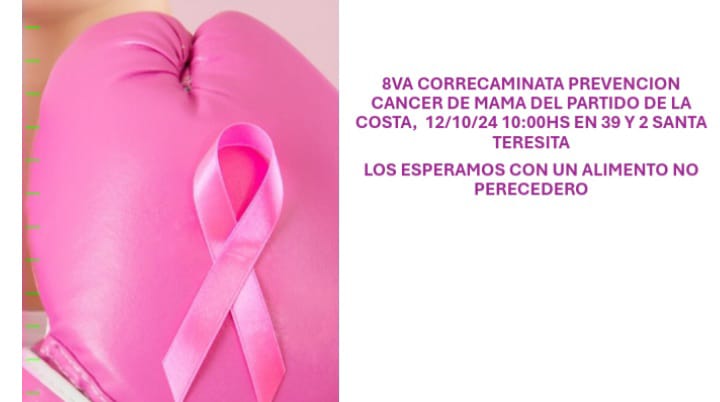 El sábado 12 se realizará la 8ª Correcaminata de concientización y prevención del cáncer de mama