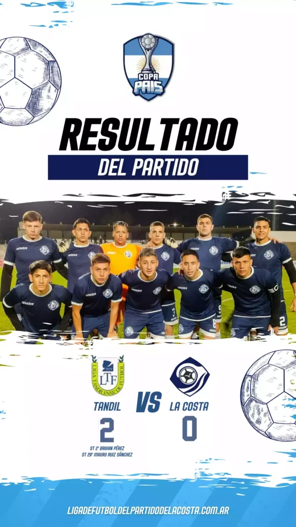 La Selección del Partido de la Costa mostró garra en su debut en la Copa País 3 Historia De Instagram Resultados Torneo De Futbol Moderno Fondo Azul